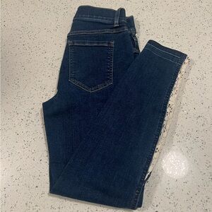 SPANX Dark Blue Skinny Stretch Lace Detail Denim Jeans Size Small Petite